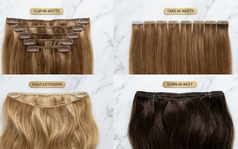 Woman with long voluminous 20 inch hair extensions falling to her lower back, wearing a white top in a bright Sydney salon with soft natural lightWoman with long voluminous 20 inch hair extensions falling to her lower back, wearing a white top in a bright Sydney salon with soft natural light