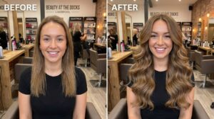Before and after hair extensions transformation at Incredible Hair Beauty
