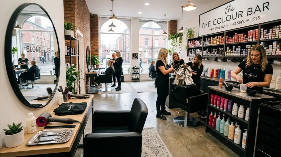 Colour bar inside the Liverpool salon