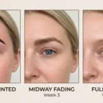 Before and after results of eyebrow tint treatment
